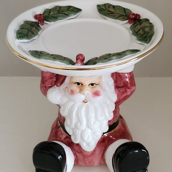 Fine Ceramic Santa Pillar Candle Holder Christmas Home Decor - Picture 1 of 10